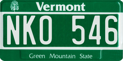 VT license plate NKO546