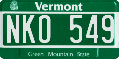 VT license plate NKO549