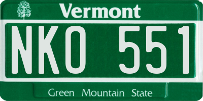 VT license plate NKO551