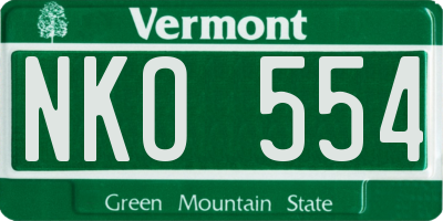 VT license plate NKO554