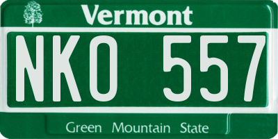 VT license plate NKO557