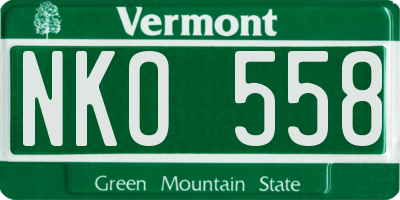 VT license plate NKO558