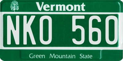 VT license plate NKO560