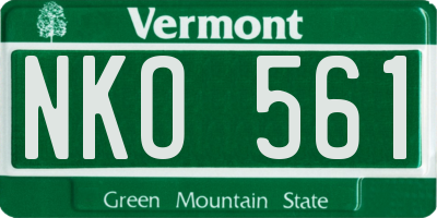 VT license plate NKO561