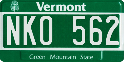 VT license plate NKO562