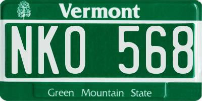 VT license plate NKO568