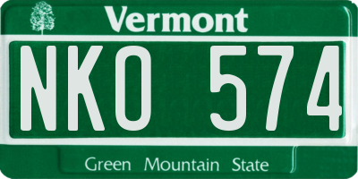 VT license plate NKO574