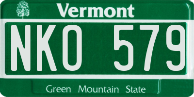 VT license plate NKO579
