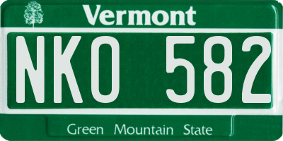 VT license plate NKO582