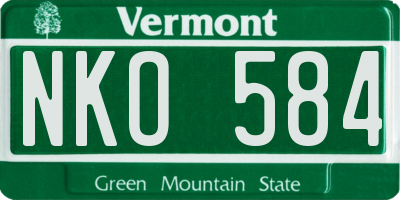 VT license plate NKO584