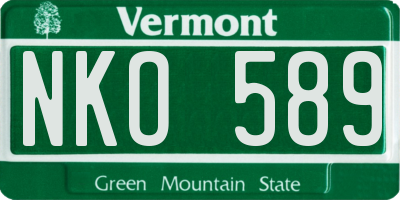 VT license plate NKO589