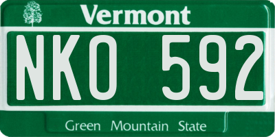 VT license plate NKO592