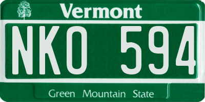 VT license plate NKO594