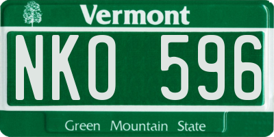 VT license plate NKO596