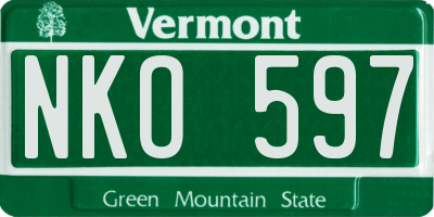 VT license plate NKO597