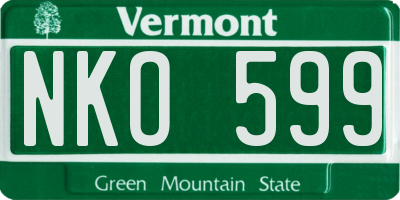 VT license plate NKO599