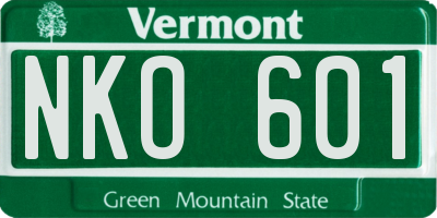 VT license plate NKO601