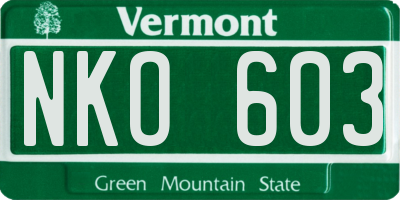 VT license plate NKO603
