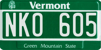 VT license plate NKO605