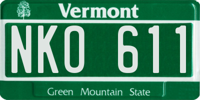 VT license plate NKO611