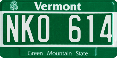 VT license plate NKO614