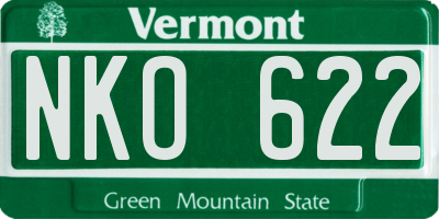 VT license plate NKO622