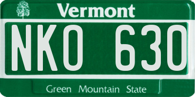 VT license plate NKO630