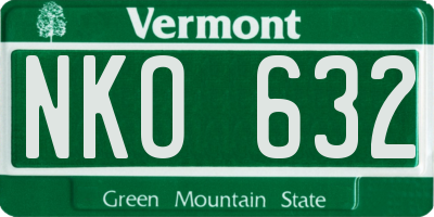 VT license plate NKO632