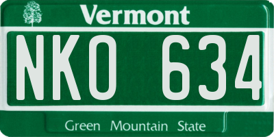 VT license plate NKO634