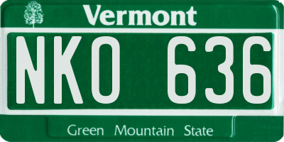 VT license plate NKO636