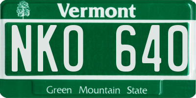 VT license plate NKO640