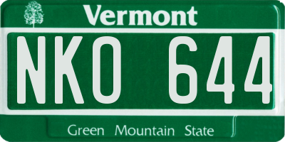 VT license plate NKO644