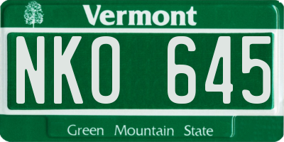 VT license plate NKO645