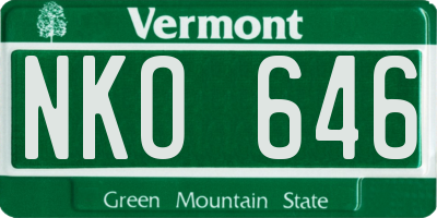 VT license plate NKO646