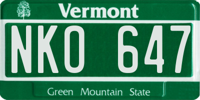 VT license plate NKO647