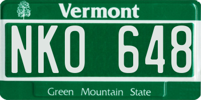 VT license plate NKO648