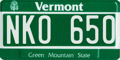 VT license plate NKO650