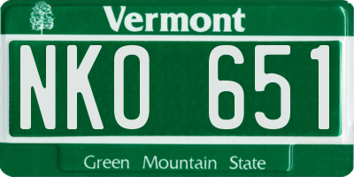 VT license plate NKO651