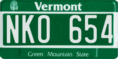 VT license plate NKO654
