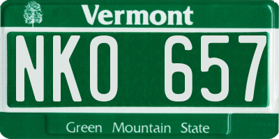 VT license plate NKO657