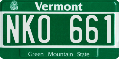 VT license plate NKO661