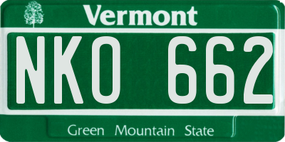VT license plate NKO662