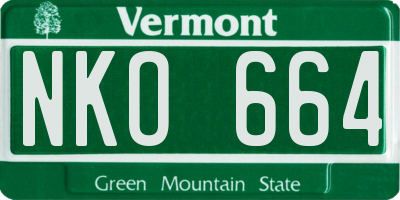 VT license plate NKO664