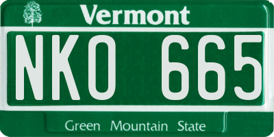 VT license plate NKO665