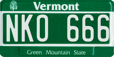 VT license plate NKO666