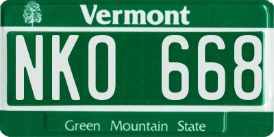 VT license plate NKO668