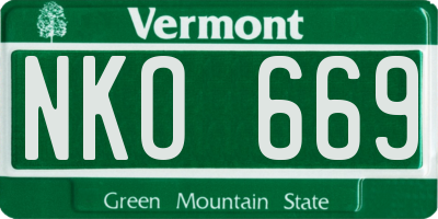 VT license plate NKO669