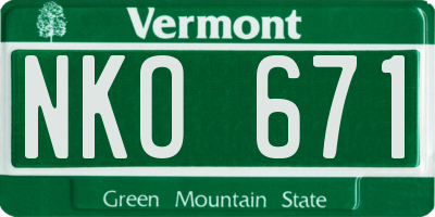VT license plate NKO671