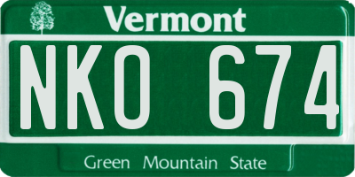 VT license plate NKO674