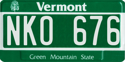 VT license plate NKO676